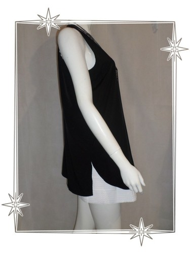 @ - Haut Tunique Noire Fluide Gris Chiné Créa Concept Taille 42 - Picture 2 of 9
