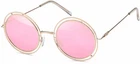 RETRO ROUND SUNGLASSES Double Frame with Flat Lens B812