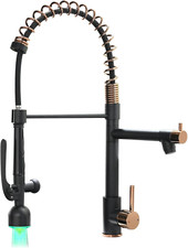 Stylish Black  Rose Gold Kitchen Faucet with LED Pull Down Sprayer