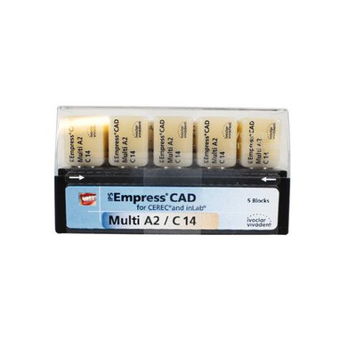 Ivoclar Vivadent 602599 IPS Empress CAD CEREC Blocks InLab Multi A2 C14 5/PK
