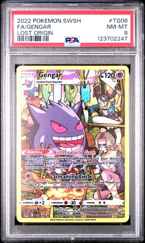 2022 POKEMON SWORD & SHIELD LOST ORIGIN #TG06 FULL ART/GENGAR PSA 8