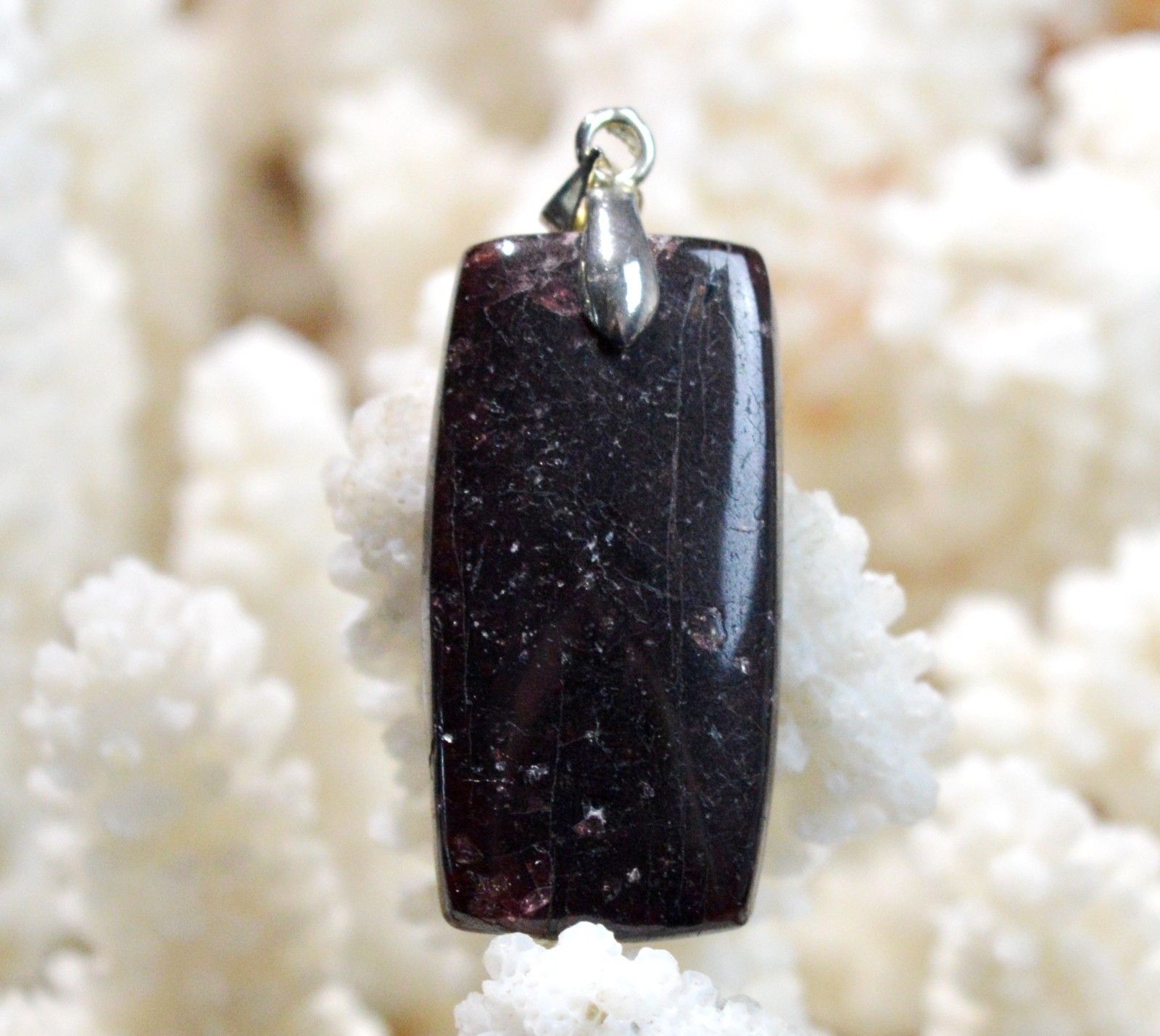 Grenat rhodolite cabochon de 44 carats, grand pendentif en pierre naturelle de lithothérapie