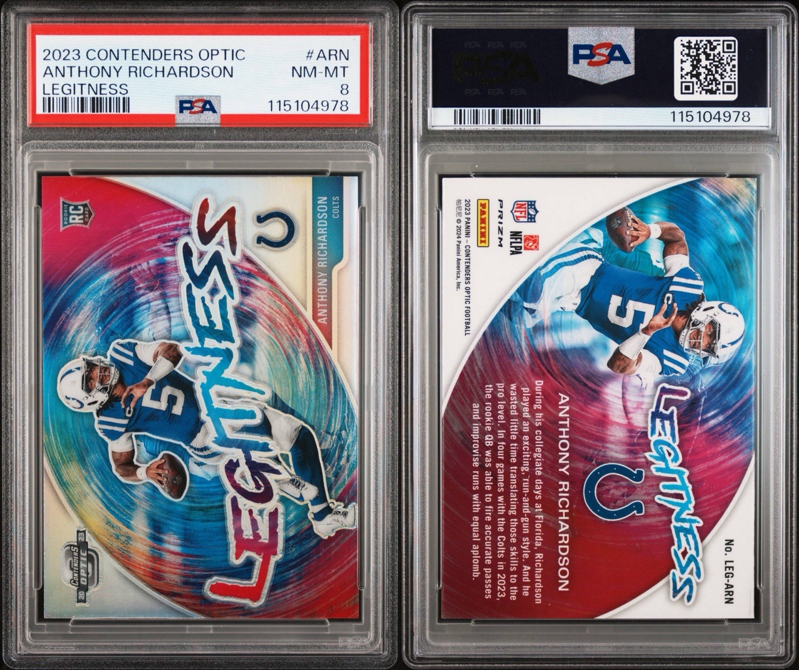 2023 Panini Contenders Optic Anthony Richardson Legitness RC Colts #LEG-ARN
