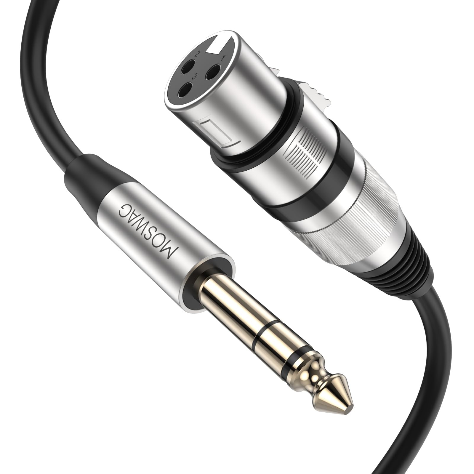 10 FT 3Pin XLR Female to 1/4" 6.35mm TRS Male Balanced Shielded Mic Cord