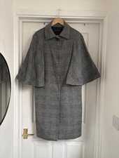 Women's Zara Check Black & White Cape Coat size S 8-10 Wool Blend 