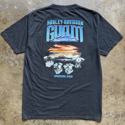 Vintage Guam Harley Davidson T Shirt Barrigada GU Size Large USA Made 