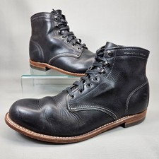 Wolverine 1000 Mile Boots Original Plain Toe Leather Mens Size 12 Black USA Made