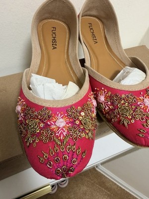 Fuchsia Women s Artisan Handmade Olivia Ballet Flat Shoes Embroidered Size 6