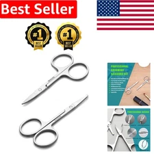 Elegant 2pcs Grooming Scissors Set for Safe Eyebrow, Beard & Nose Hair Trimming
