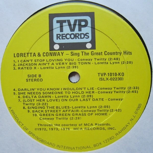 Conway Twitty & Loretta Lynn - Sing The Great Country Hits (LP, Comp) (Mint (M)) - Image 4 of 4