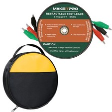 Retractable Test Leads 3 Wires 20FT 18AWG Aligator Clips in Reel with Cable