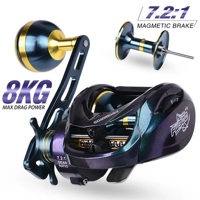 Baitcasting Fishing Reel 7.2:1 Gear Ratio 8 kg Max Drag High-speed Fishing Reel