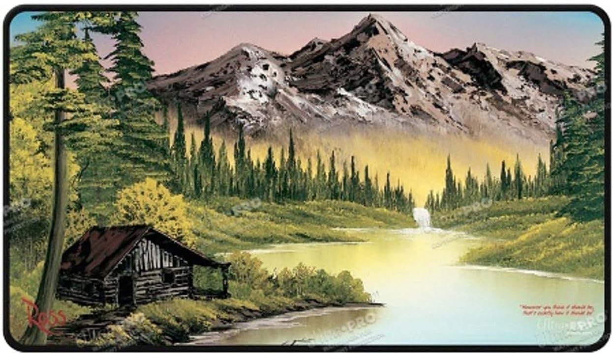 Игровой коврик Ultra PRO - Bob Ross Mountain Retreat, прошитый черным, Игровой коврик для игр, Card G