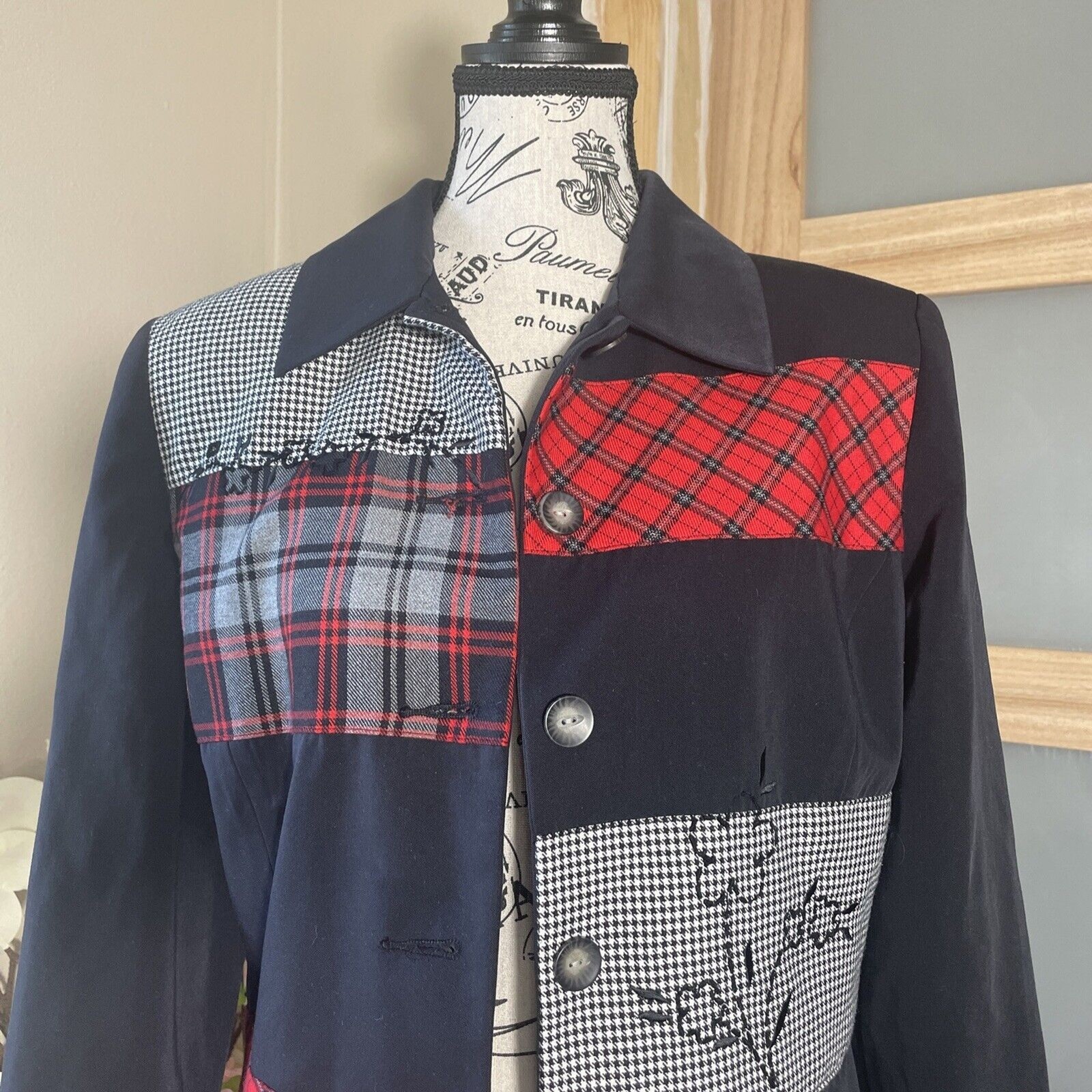 Susan Bristol Patchwork Blazer Plaid Houndstooth … - image 2