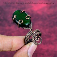Green Fire Labradorite Ring Adjustable Ring Copper Wire Wrapped Gemstone Jewelry