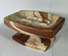 Vintage Pedestal Soap Dish Tray Solid Lucite/Resin/Plastic Swirl Design