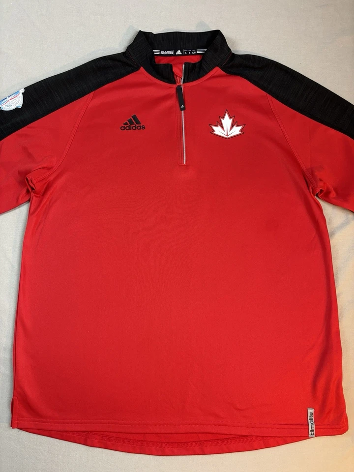 Suéter ADIDAS CANADÁ WORLD CUP OF HOCKEY 2016 Rojo Manga Larga 1/4 Cremallera L HOMBRE Foto 2 de 4