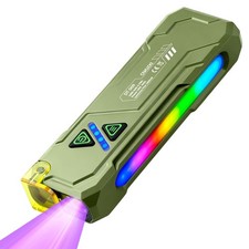 EDC Rechargeable Flat Flashlight 1000 Lumens White LED/UV/RGB Ambient Signali...