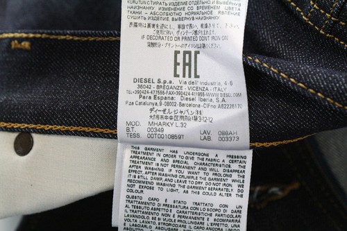 DIESEL Mharky 088AH Men's W32/L32 Dark Blue Pure Cotton Slim Jeans Everyday * - Picture 7 of 9