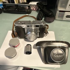 Ricoh 500 Vintage Rangefinder Camera with Case, Auxiliary Lenses, F:2.8 Finder