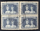 Australia 1938 £1 Robes Block of Four Stamps - Used  "New Guinea Cancel" "Tear"
