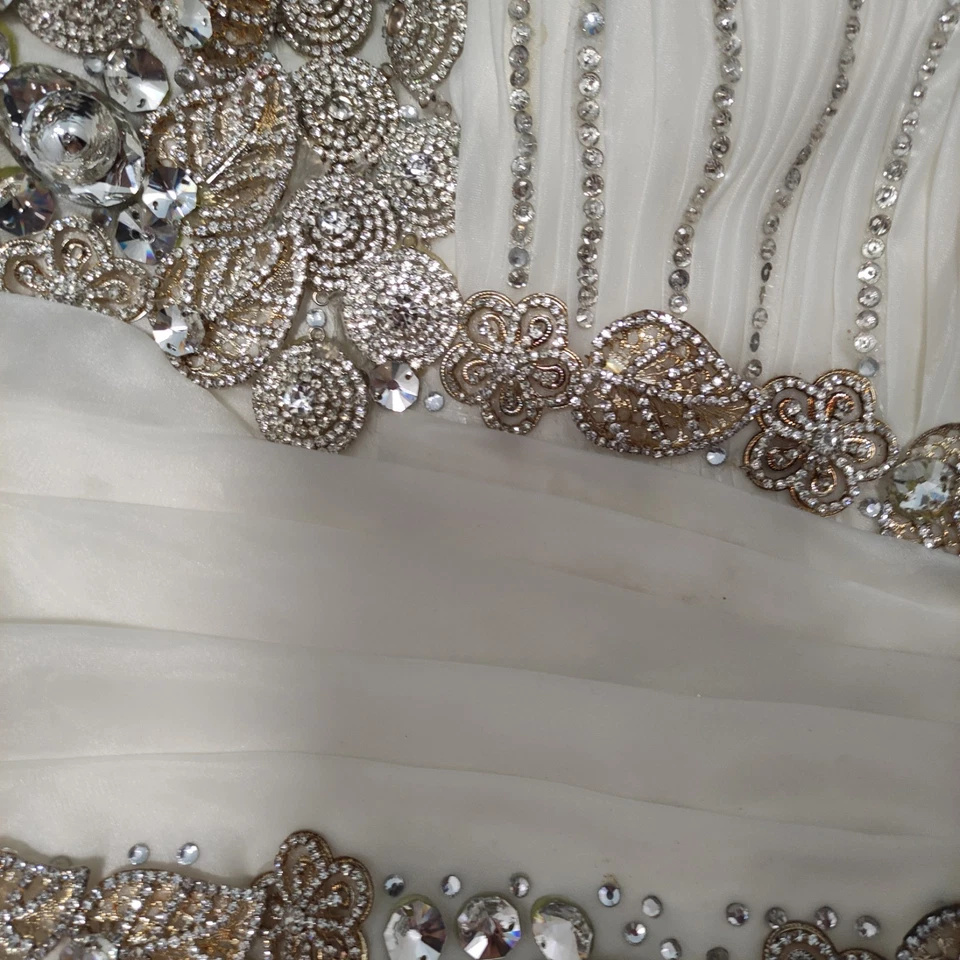 Hochzeitskleid Stickerei Diamant Brautkleid Stein Spitze Hijab Langarm Kopftuch - Bild 4 von 4