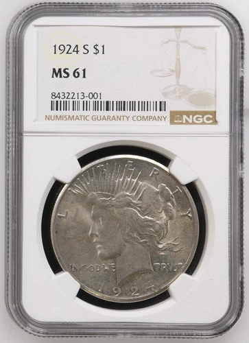 1924-S $1 Peace Silver Dollar NGC MS61 Better Date