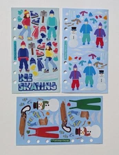  Vtg 90s STICKOPOTAMUS Binder Stickers Snow Winter Christmas Ice Skating Snowman