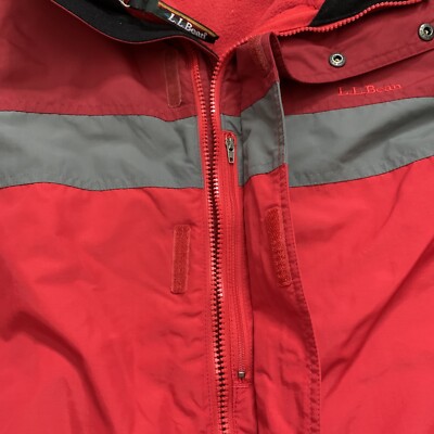 VTG 80s 90s Mens LL Bean Rain Jacket Large Camping Hiking Red