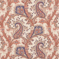 Folk Paisley Print Red Fabric Linen Blend Curtains Furnishings Per Metre
