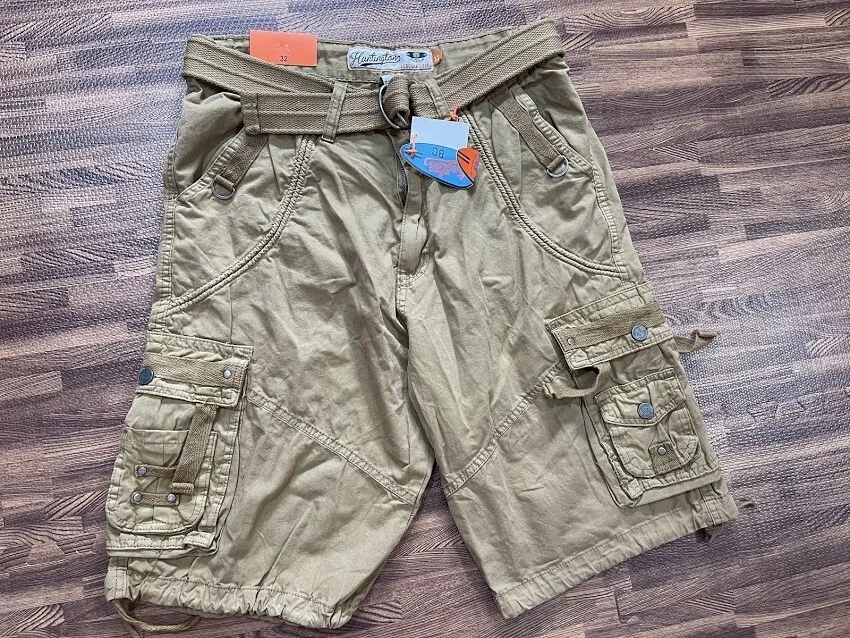 Huntington BC Regular Fit Men's Cargo Shorts Tobacco Color 100% Cotton Size 32