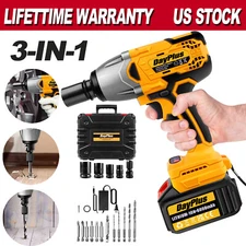 Heavy Duty Electric Impact Wrench 1/2 Ratchet Nut Gun Cordless Wheel Removal US