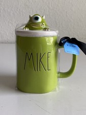 Rae Dunn Pixar Monsters Inc. Mike Wazowski Figural Mug With Topper Green NEW