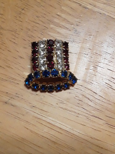 Vintage Costume Jewelry USA Patriotic Rhinestone Pin | eBay