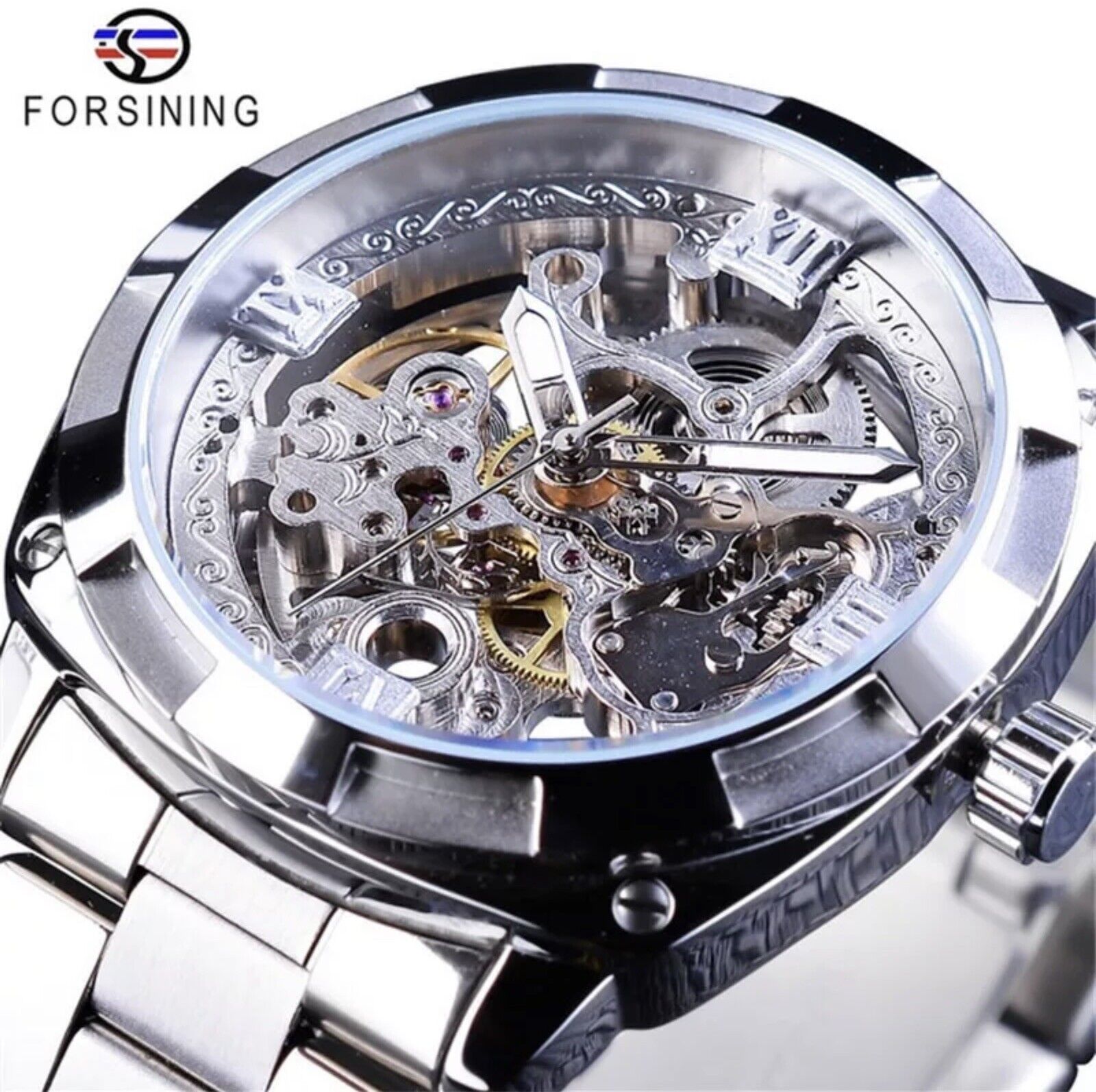 Forsining Mens Skeleton Mechanical Waterproof Luxury Watch Great  Gift Idea