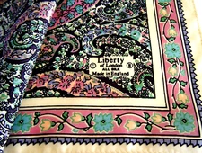 Vintage Liberty of London multicolor Paisley Print Silk Scarf England square 11"