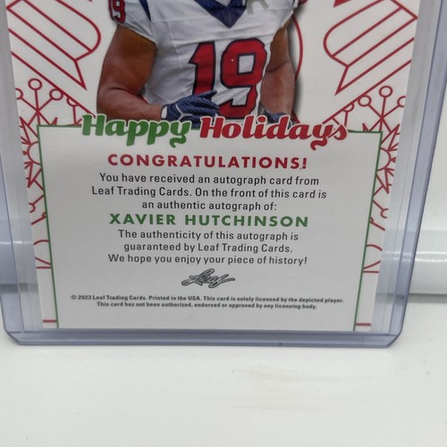 XAVIER HUTCHINSON 2023 Hoja Felices Fiestas Autógrafo Tarjeta AUTO RC - Imagen 6 de 6
