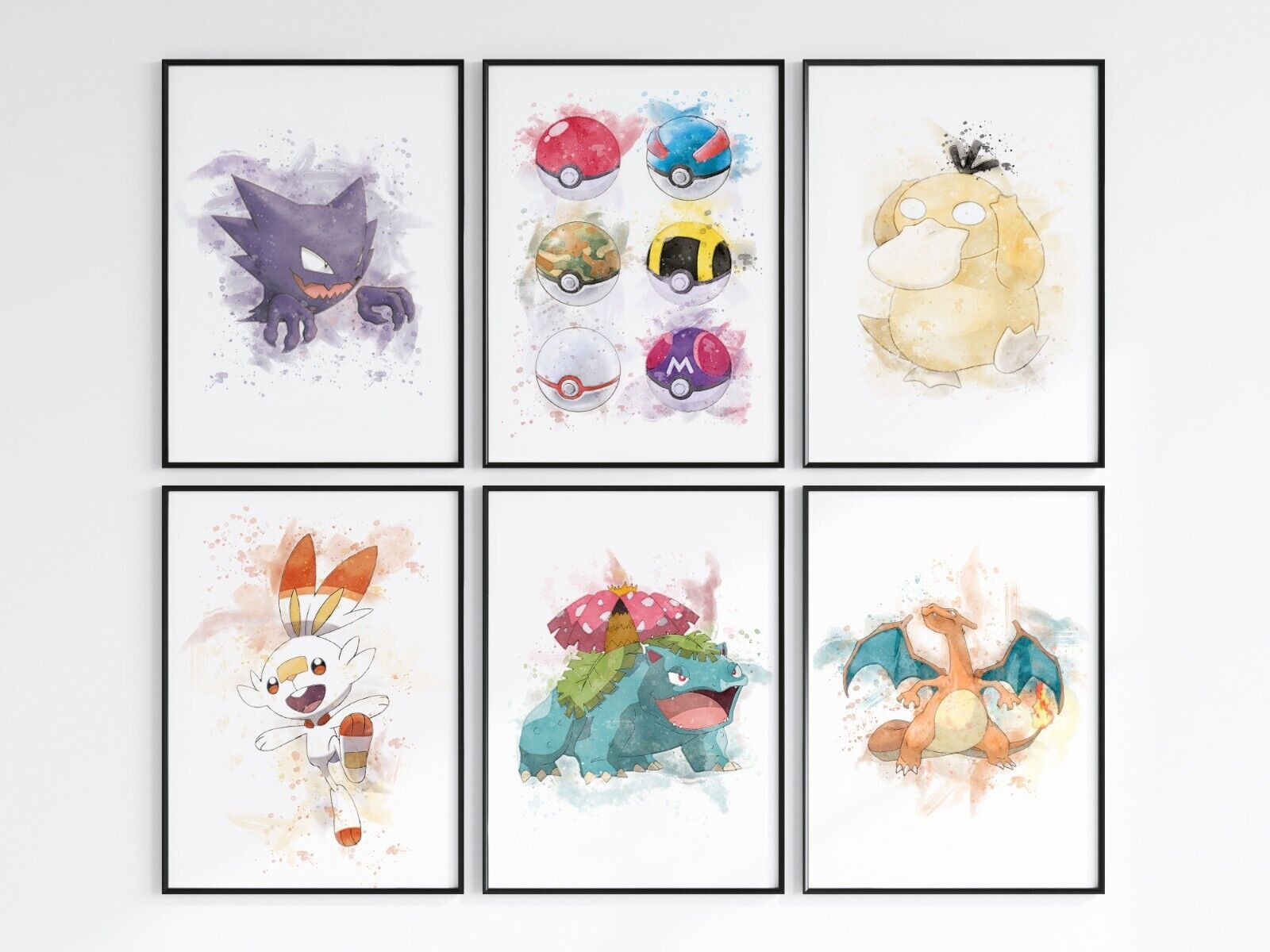 Mega Gengar Pokemon Watercolour A4 Print