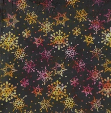 Batik Fabric Premium Cotton Quilt X-mas  Purple Orange Gold Black SNOWFLAKES