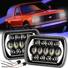 Fit 82-93 Chevy S10 Blazer GMC S15 7X6 Projector Halo LED Headlight Hi/Lo 2Pcs