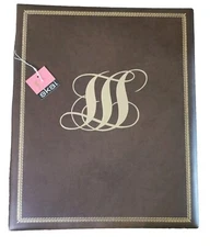 NEW VTG Skai Scrapbook Photo Postcard Stamps Album Faux Brown Leather 13" X 15"