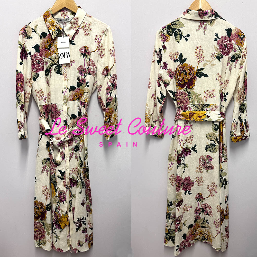 ZARA WOMAN NWT SS24 100% LINEN SHIRTDRESS ZW COLLECTION ALL