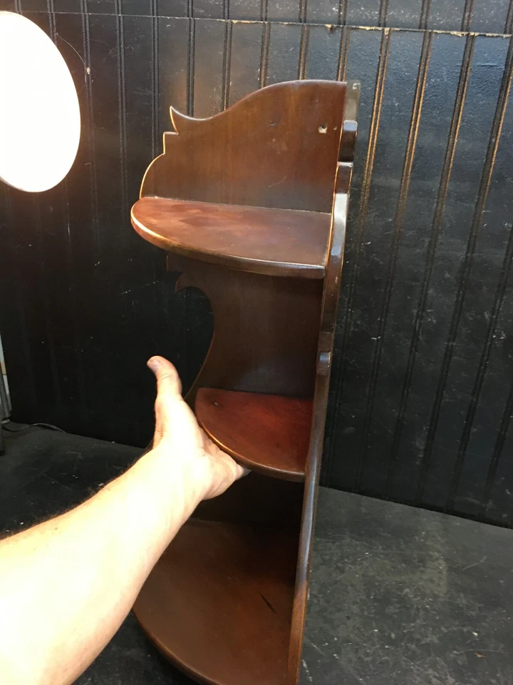 Prateleira de parede vintage Mahagony 3 camadas corte pergaminho canto 25" prateleira de cozinha country - Imagem 4 de 4