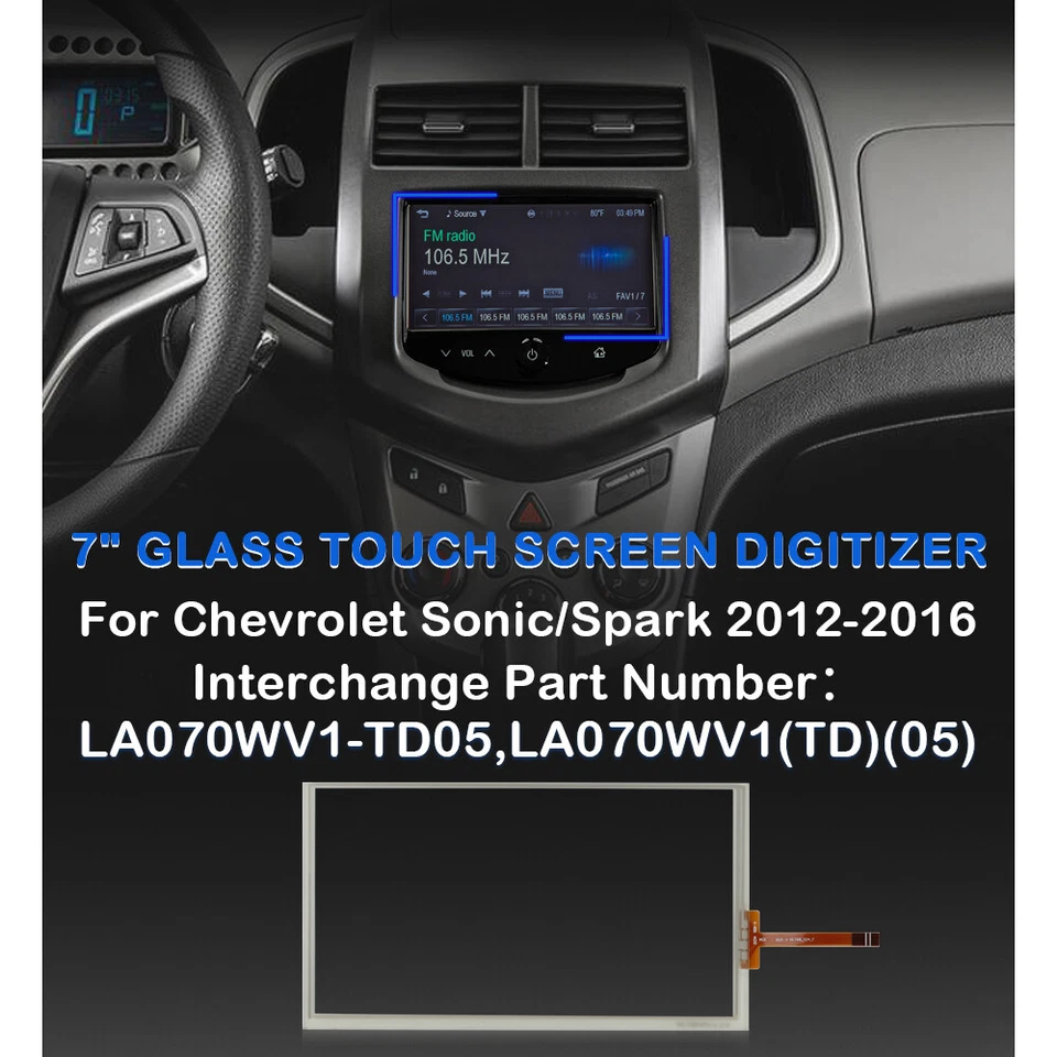 Digitalizador de pantalla táctil de 7" para Chevrolet GMC Onix Aveo Spark Prism Trax 2012-2016 Foto 4 de 4