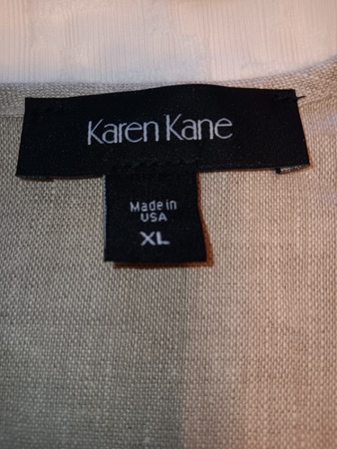 NWT LINEN! Karen Kane top Shirt XL Oat Tan V Neck Cold Shoulder Batwing Sleeve - Picture 6 of 18