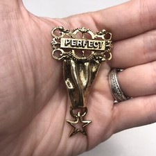 Vintage Gennaro Perfect Brooch Award Gold Tone Made In USA