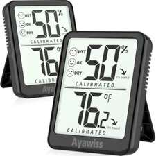 2-Pack Room Thermometer Indoor Hygrometer for Home, Temperature Humidity 