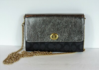 New coach Metallic Colorblock 40073 Canvas Signature Turnlock