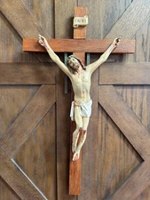 Handcrafted Santa Teresita Crucifix from Peru - 33" Tall, 19" Wide