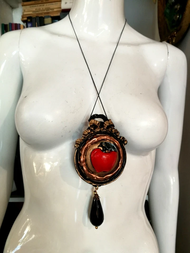 Joyería de lujo gótica bruja collar serpiente manzana mujer hombre colgante ópalo obsidiana Foto 2 de 4